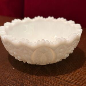 White Milk Glass Decorative Bowl